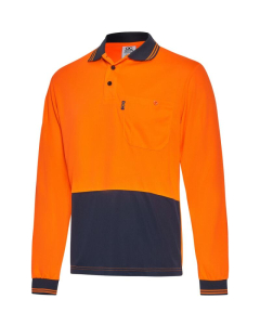 Hi-Vis Two Tone Long Sleeve Cool Breathe Safety Polo