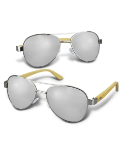 Aviator Mirror Lens Sunglasses - Bamboo