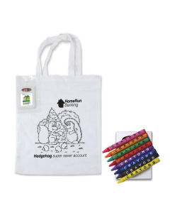 Colouring Short Handle Cotton Bag & Crayons