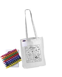 Colouring Long Handle Cotton Bag & Crayons