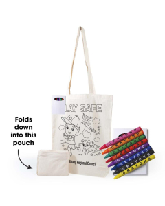 Get Crafty Folding Calico Bag and Crayons