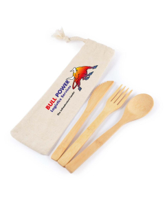 Miso Bamboo Cutlery Set in Calico Pouch