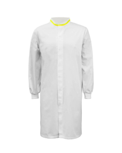 FOOD INDUSTRY LONG LENGTH DUSTCOAT WITH MANDARIN COLLAR, CONTRAST TRIMS ON COLLAR