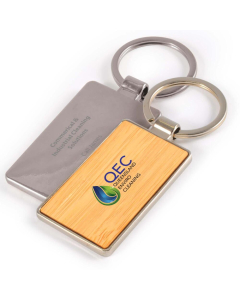 Rectangle Bamboo Zinc Keytag