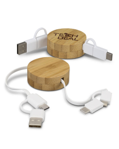 Bamboo Retractable Charging Cable