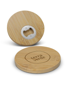 Bamboo Bottle Opener Coaster - Round