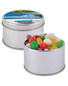 Assorted Colour Mini Jelly Beans in Silver Round Tin