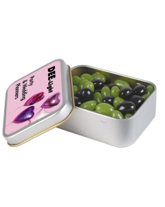 Corporate Colour Mini Jelly Beans in Silver Rectangular Tin