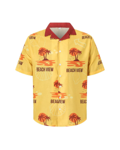 Men's Sublimated Imitation Cotton Cuban Collar Shirt