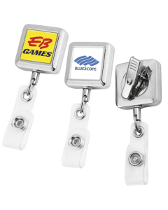 Square Chrome ID Badge Reels