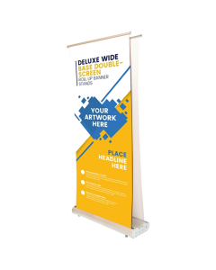 Deluxe Wide Base Double-Screen Roll Up Banner Stands