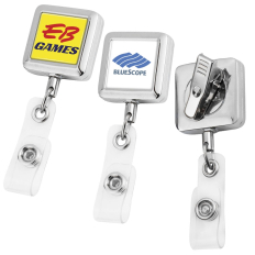 Square Chrome ID Badge Reels